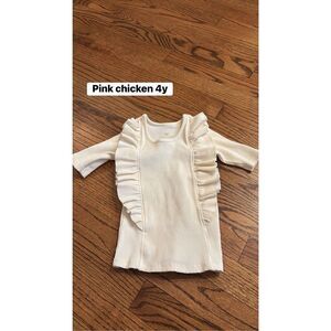 Pink Chicken Organic Ruffle Rib Top, Antique White